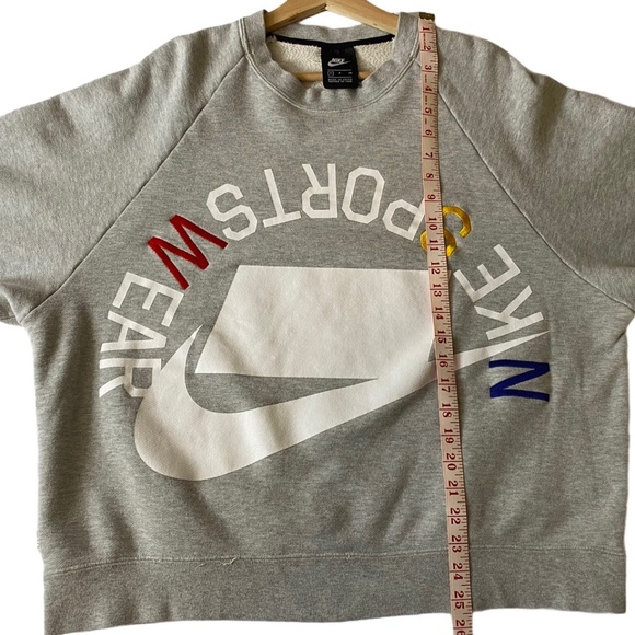 Nike Sportswear Crewneck French Terry AR1622-050 Swoosh Spell Out Gray Sz Small - Picture 9 of 9